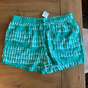 J. Crew Teal and White High Waist Tie-Dye Shorts